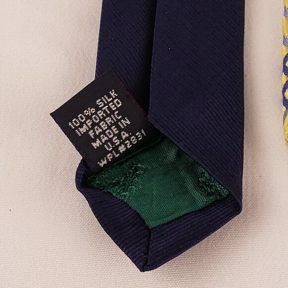 Tommy Hilfiger Blue and Yellow Mens Silk Tie 3.75" x 58" - Picture 5 of 6